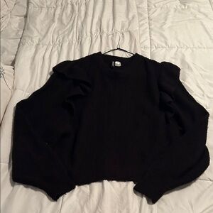 H&M Black Ruffle Sleeve Sweater S